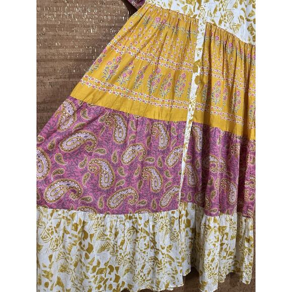 Oh My Stars Womens Chandler Dress Mixed Media Maxi Dress Boho Button Up Size S - Picture 3 of 7